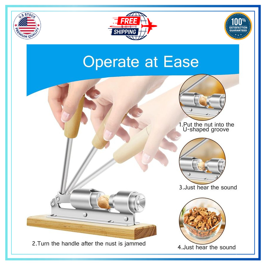 Nut Cracker Machine Splitter Tool Breaker Pecan Sheller Walnut Almond Hand Crank