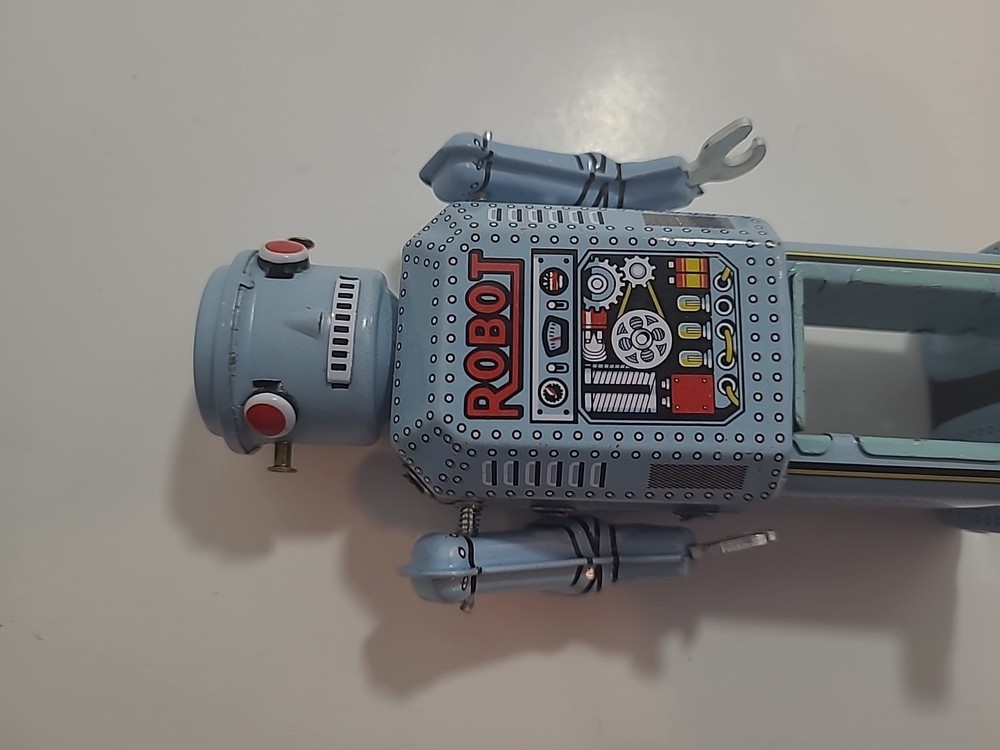Tin Wind Up Robot Mechanical Robot With Key And Box Tested Great Shape