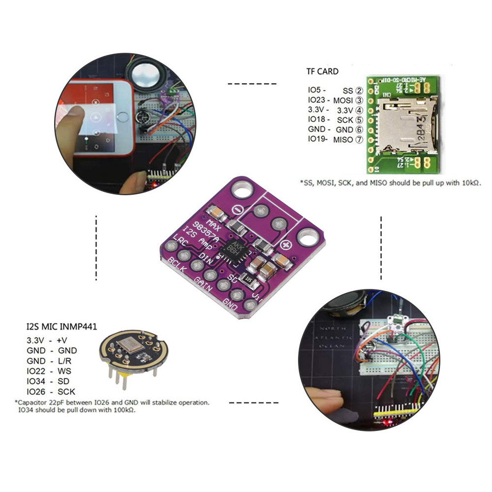 MAX98357 I2S Audio Amplifier Module,Audio Amplifiers Filterless Class D Amplifie