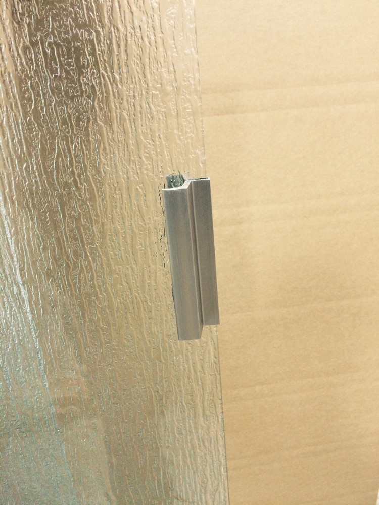 Brashed Nickel Frameless Shower Door Handle with Metal Strike