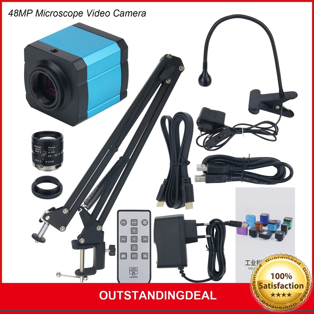 48MP Microscope Video Camera 1080P 2K HDMI USB With Adjustable Stand For Lab