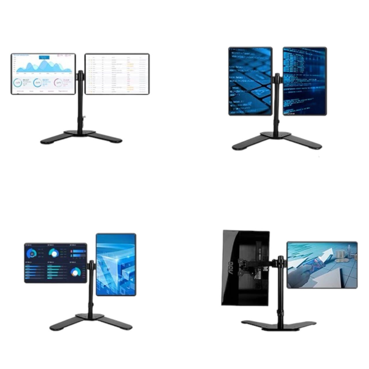 Dual 22" Large LENOVO LCD Widescreen Monitor 1080p FHD W/ Stand cables VGA DVI