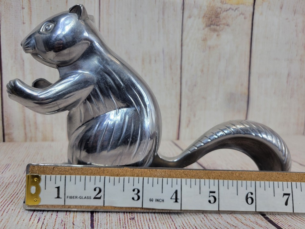 Vintage Cast Polished Aluminum Squirrel Nutcracker