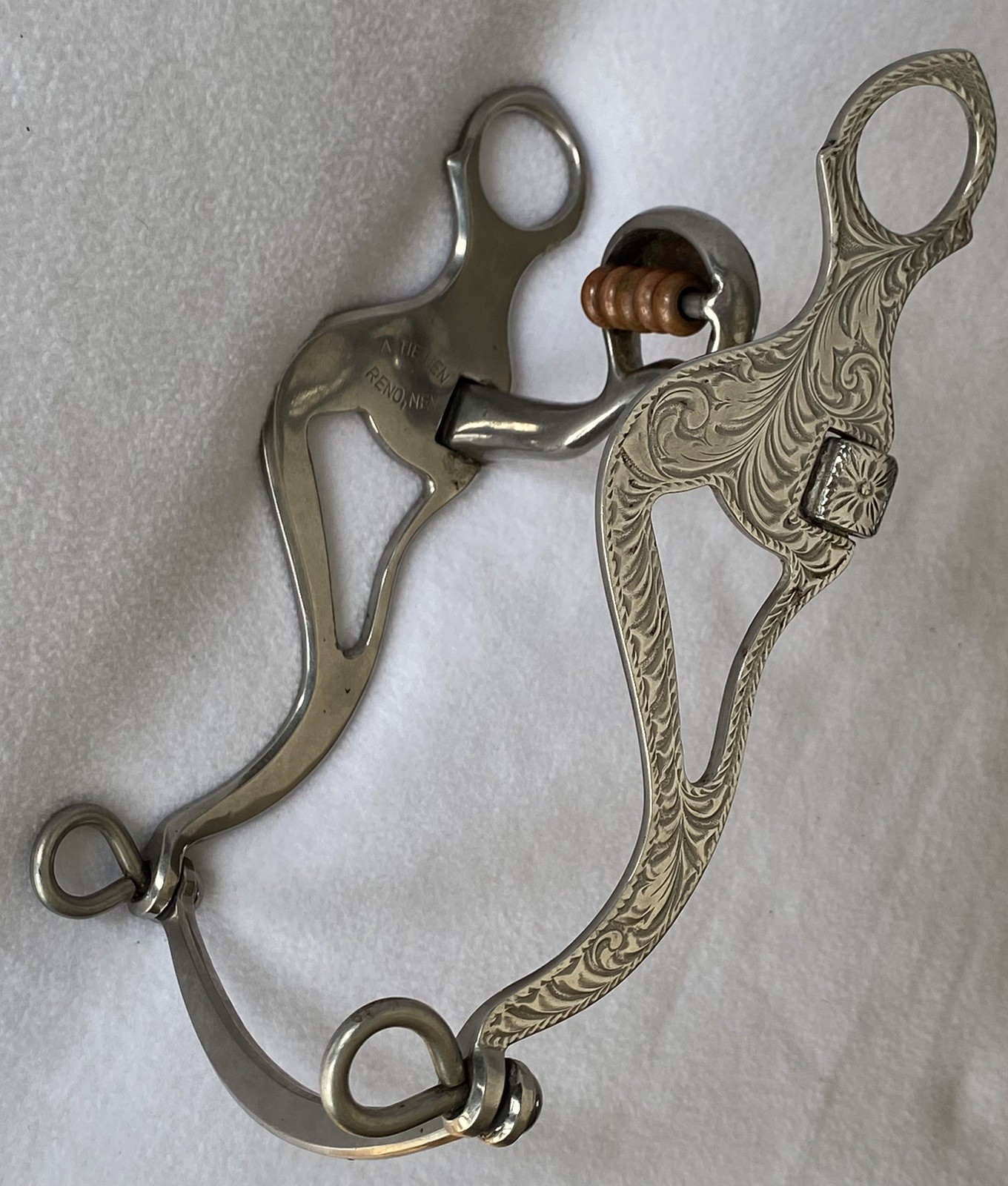 Al TIETJEN Engraved Santa Maria Cheek BIT~4-3/4" Mouth~COPPER Hood & Rollers