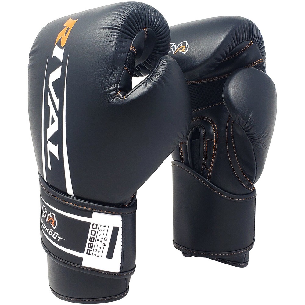 Rival Boxing RB60C Workout Compact Hook and Loop Bag Gloves 2.0 - Black
