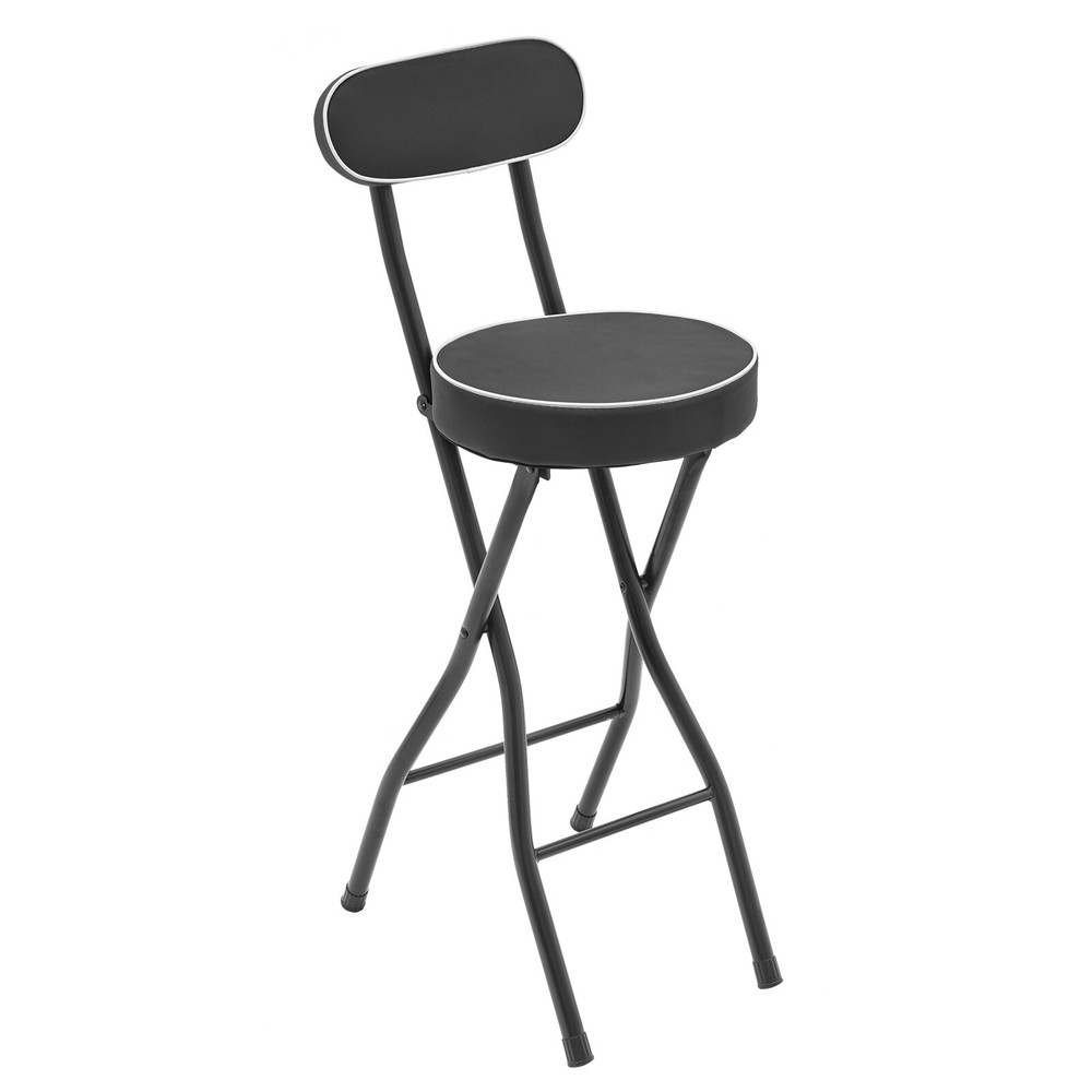 2pcs Black Counter Stool Bar Stool Portable Folding Kitchen Dining Chair