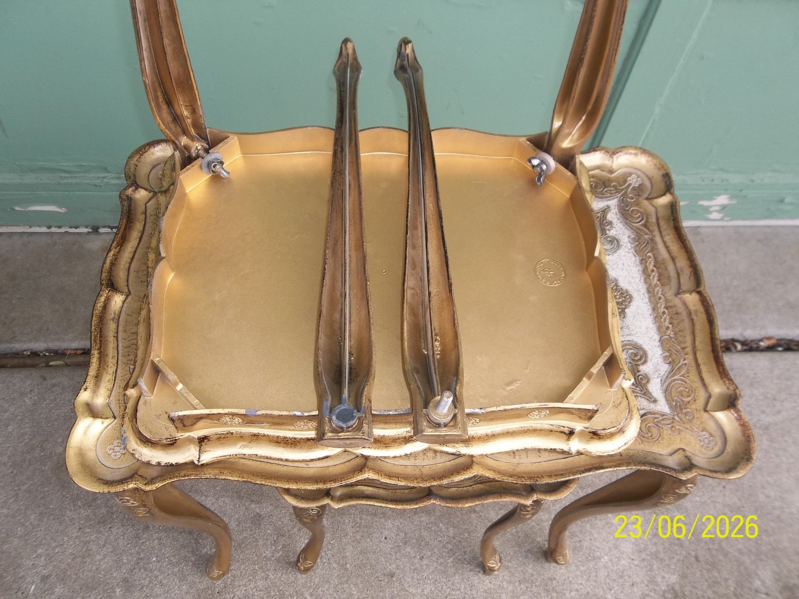 Vintage 1950s - 60"s Italian Florentine Gilded Plastic Nesting Tables - Set of 3