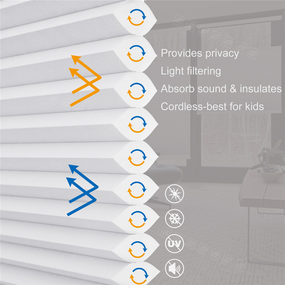 Custom CUT Light Filtering Honeycomb Blinds Top Down Bottom Up Cellular Shades