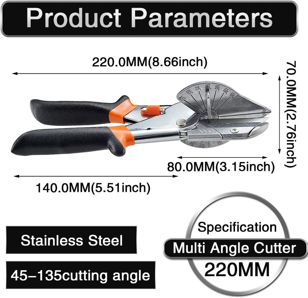 Classic Polished Miter Shear Cutter - Ambidextrous Design for Versatile Use