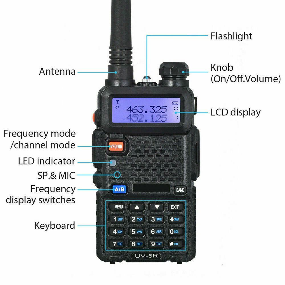 Baofeng UV-5R VHF UHF Dual-Band FM Ham 5W Portable Two-way Radio Walkie Talkie