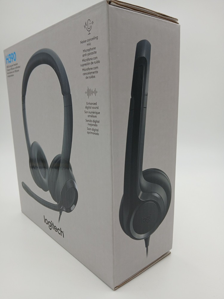 Logitech H390 Headset Wired USB-A Computer Headset Black Noise Cancel Mic NEW