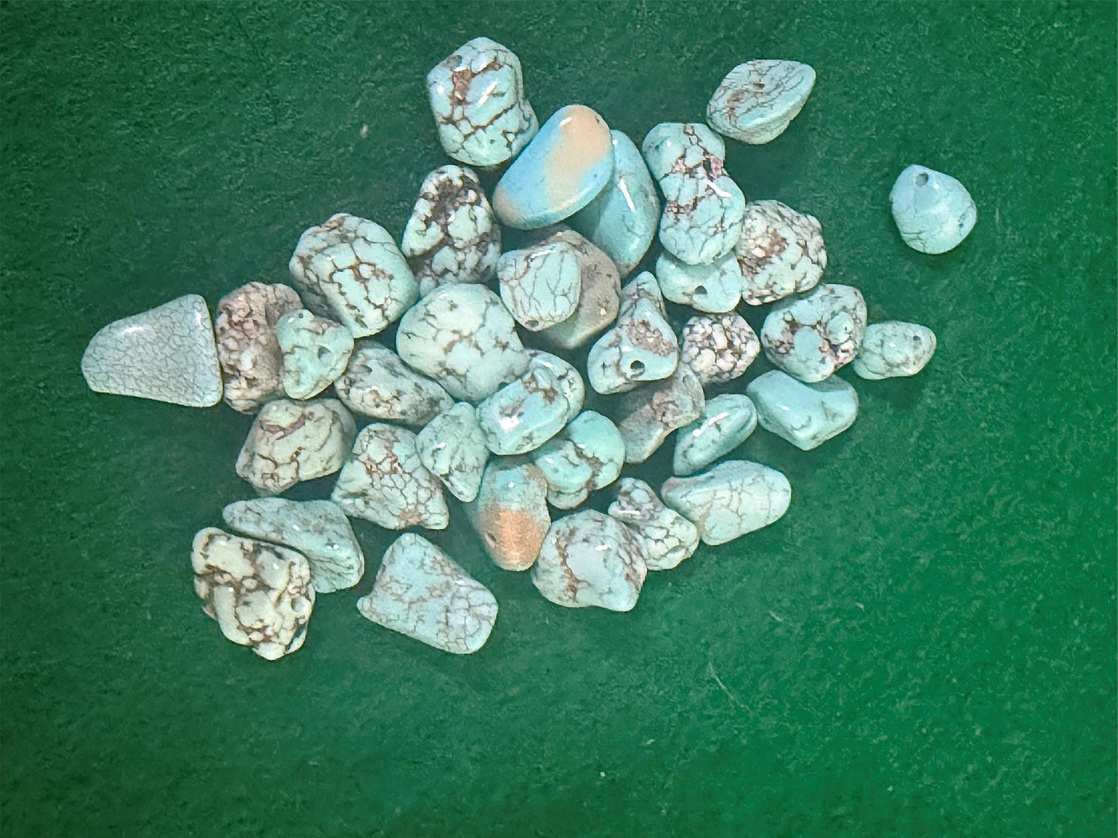 (10) Original Navajo Indian Blue Turquoise Trade Beads Nuggets Fur Trade 1800's