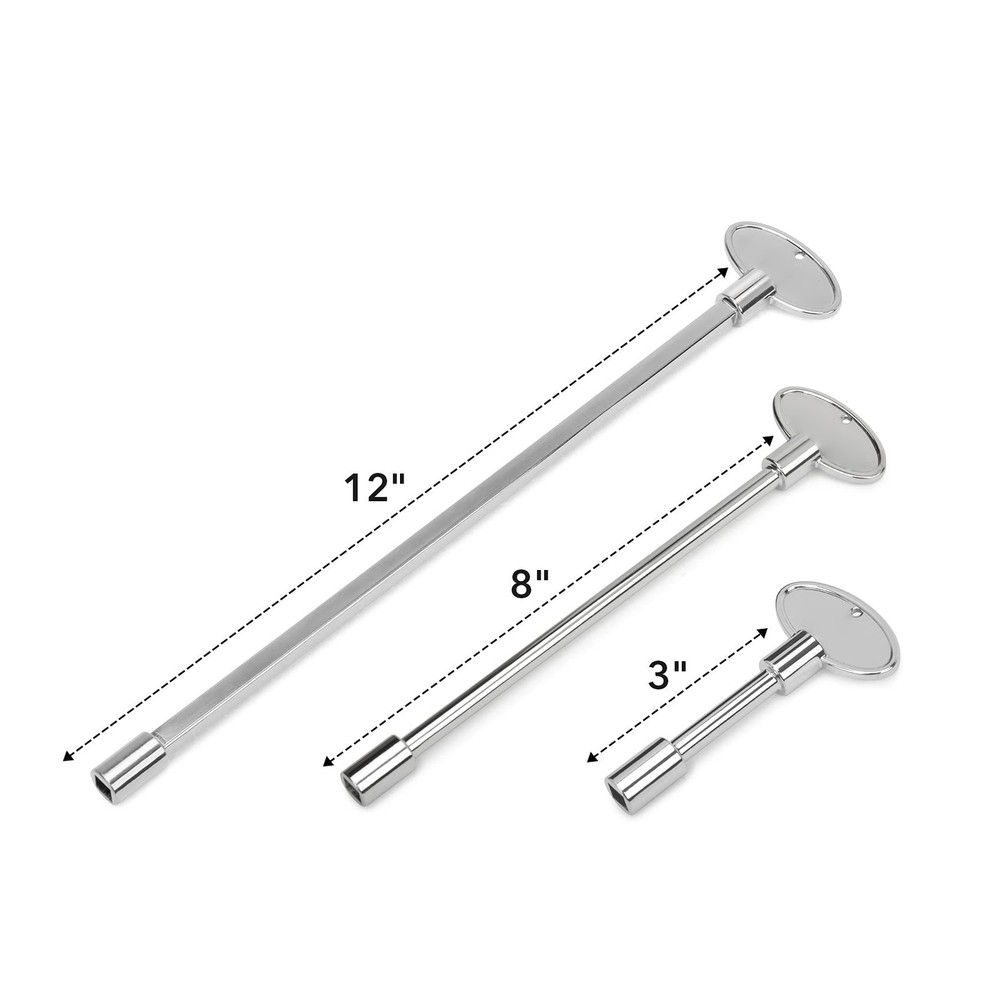 Gas Valve Key Tool, 1/4" 5/16" Stems, for Fireplace Fire Pit, Silver