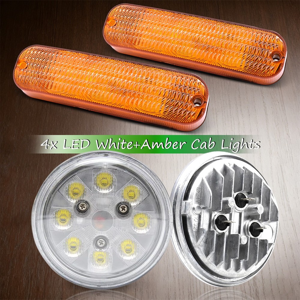 Cab Lights Headlight #AR60250 For Deere Tractor 4pcs LED Amber +White