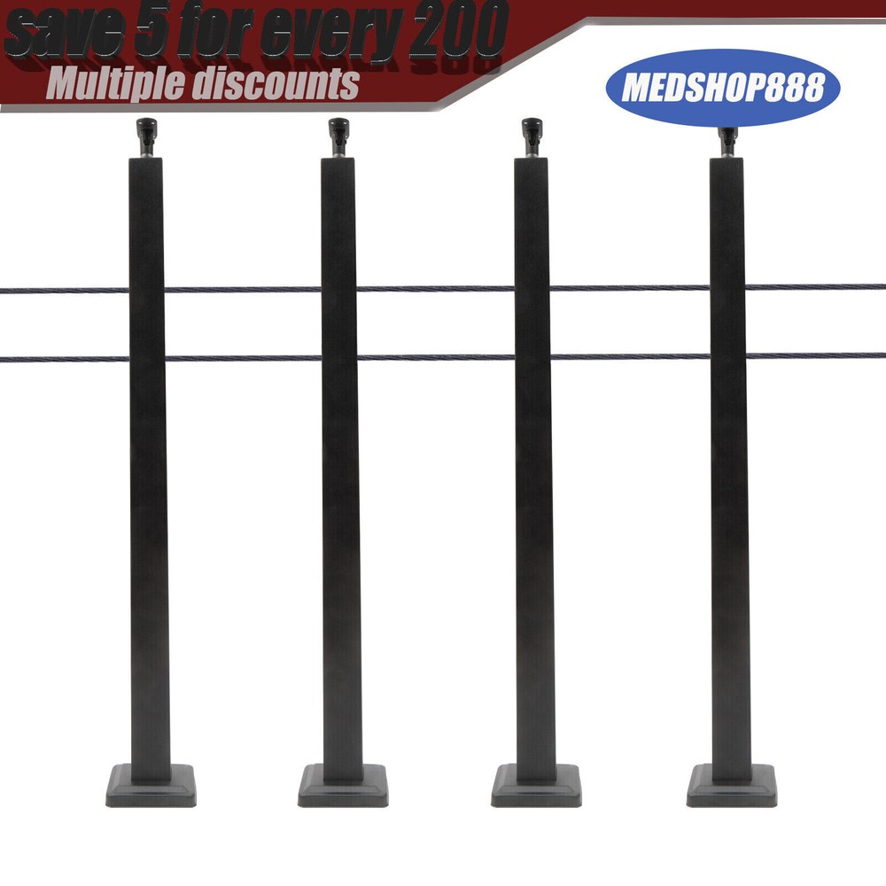 4PCS Adjustable Stainless Steel Cable Railing Posts 36" x 2" x 2"