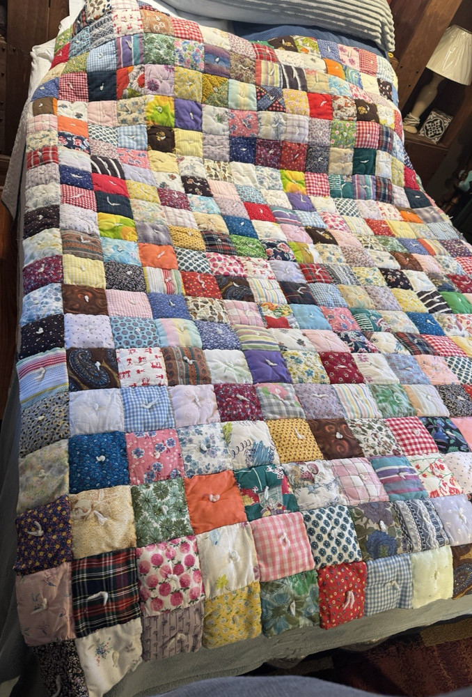 Vintage Puff Patchwork Hand Stitch Quilt