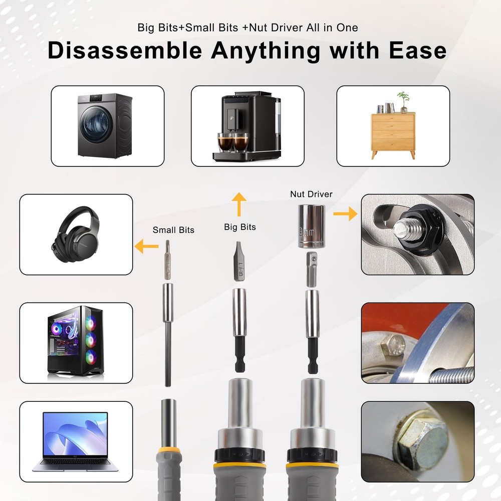 77-Piece Ratcheting Screwdriver & Socket Set - Multi Bit for DIY, Car, Garage