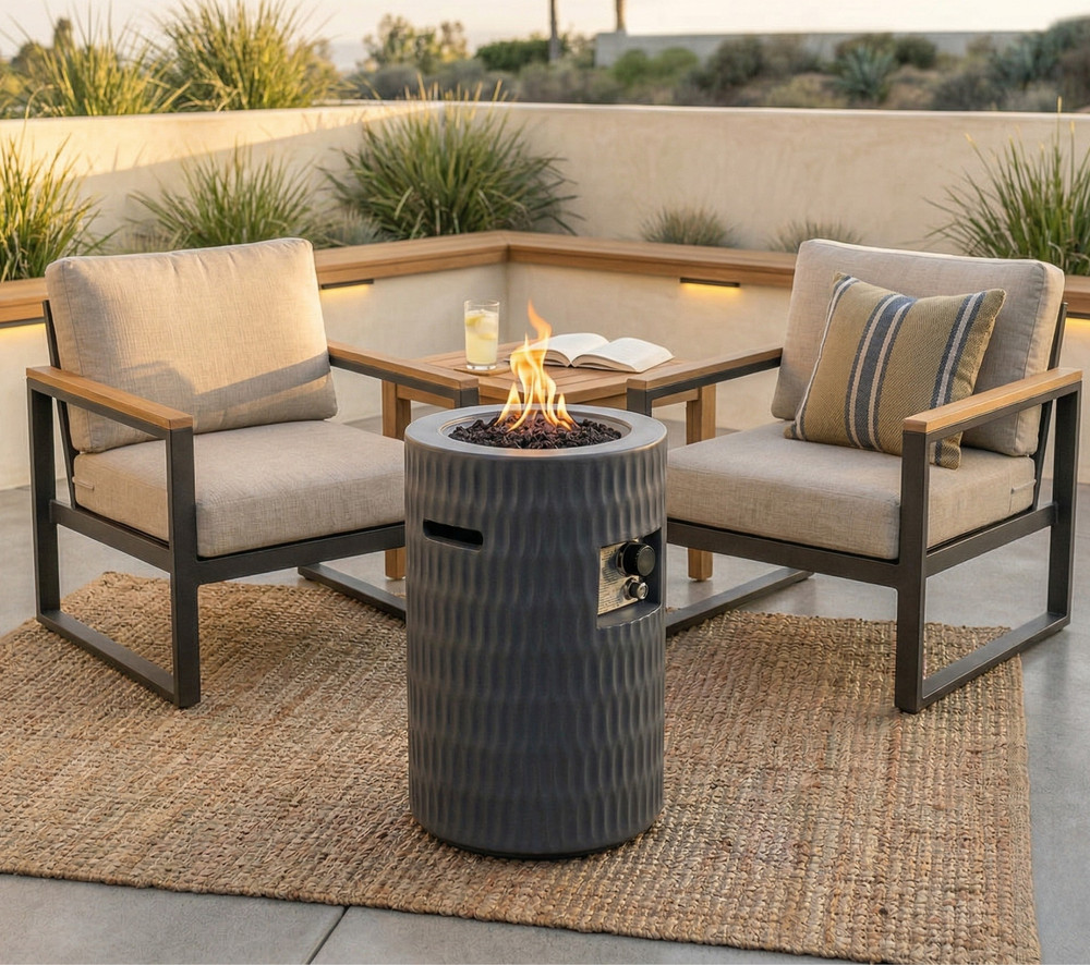 Propane Fire Pit Table 40000 BTU Outdoor Gas Rectangular Firepit 16.5x26 Inch