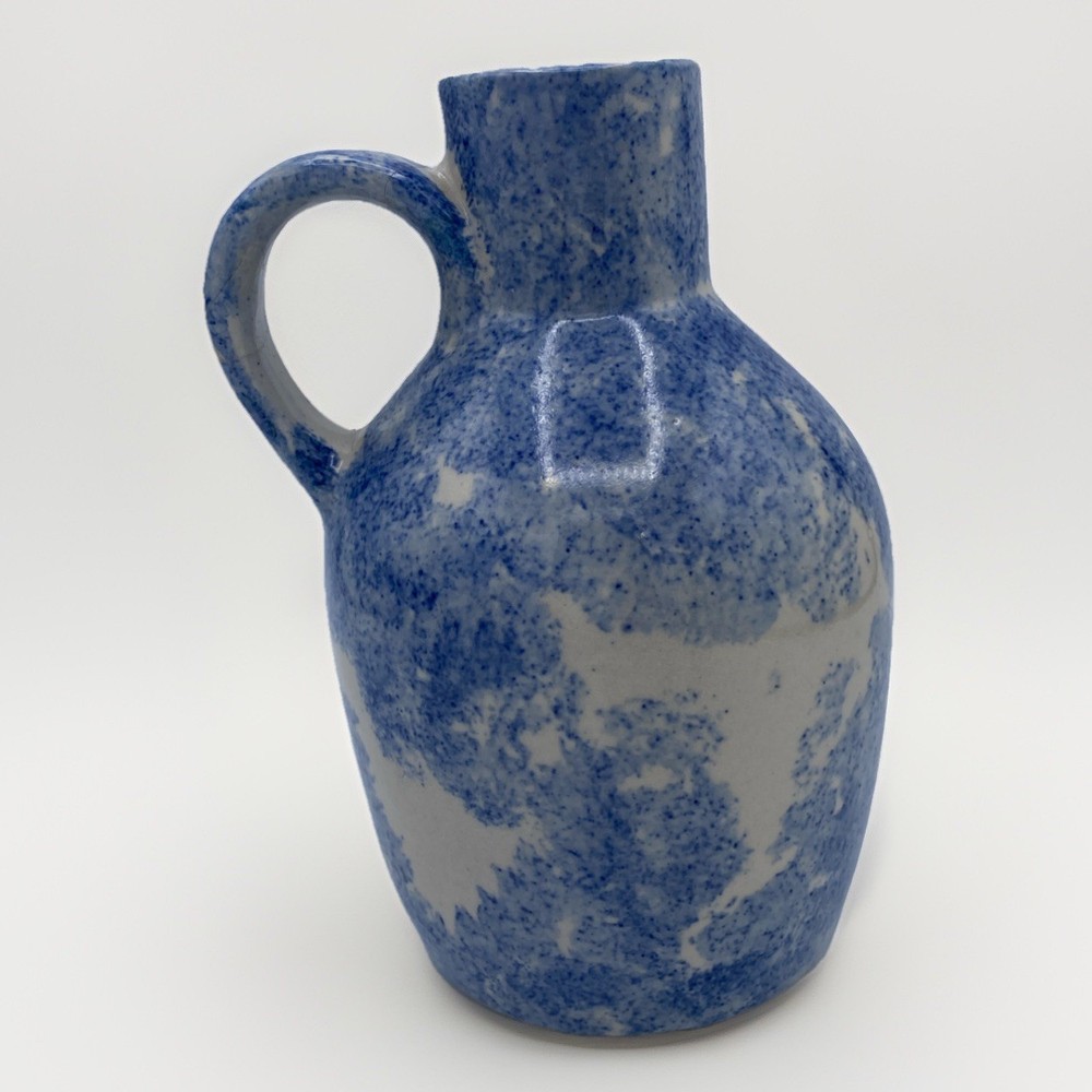 Cobalt Sponge ware Jug With Happy Children Signed