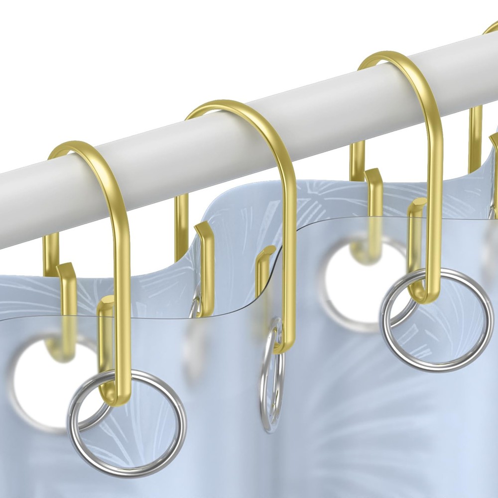 Gold Shower Curtain Hooks Rings ，Double Sided Rust
