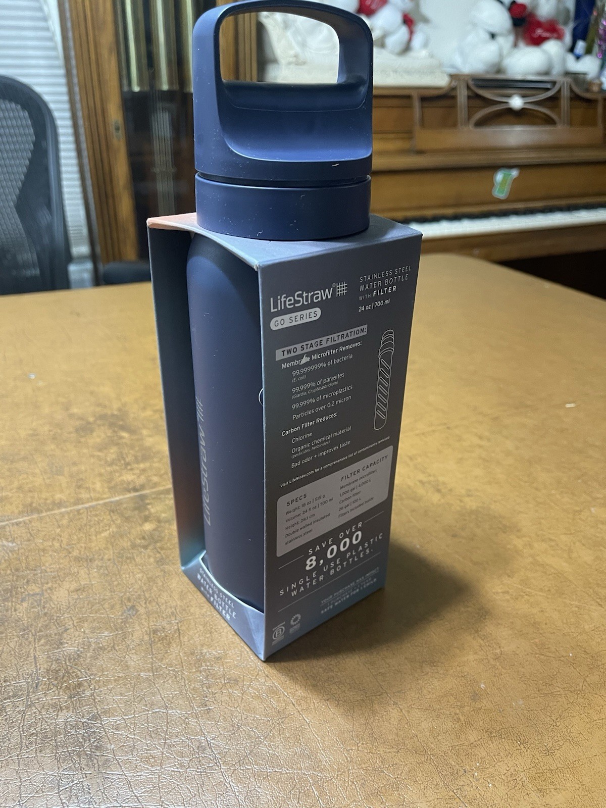 Go Series 24 oz. Stainless Steel Water Bottle with Filter - Aegean Sea