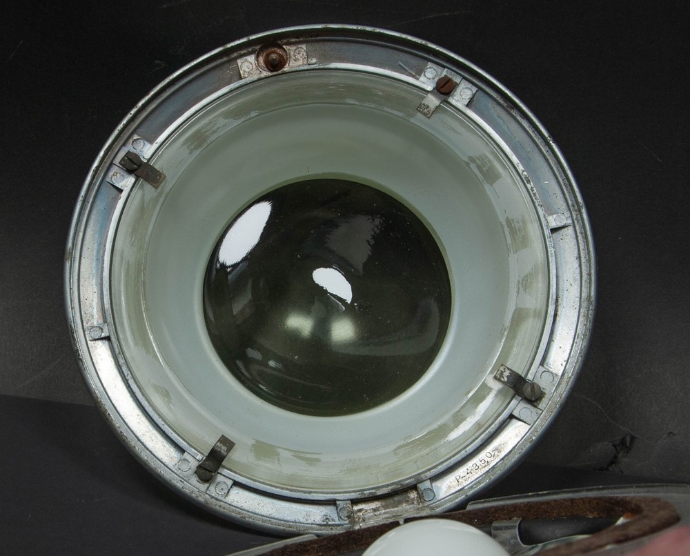 OLD Machine Age Art Deco Inner Train Ceiling Light Railroad Henry Dreyfus
