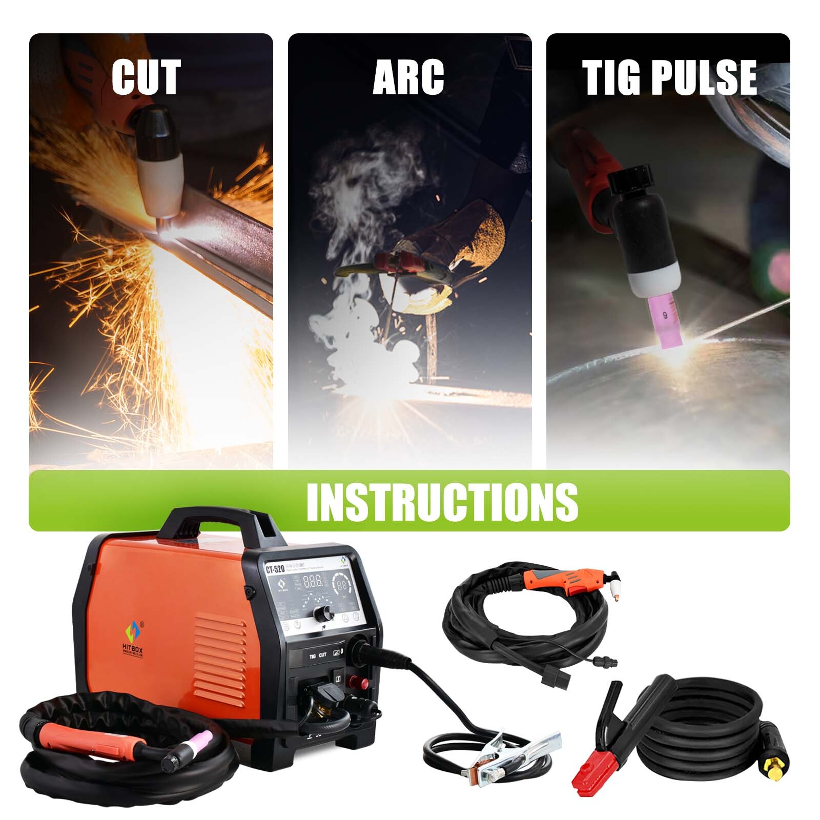50A 4IN1 Cut/ Pulse TIG/TIG/MMA Non-touch Air Plasma Cutter, CUT 20mm,110V/220V