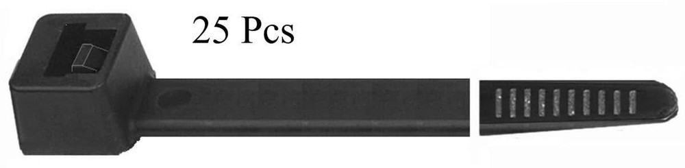 25 Pcs Cable Ties Nylon Black 7 Length Width 3/16