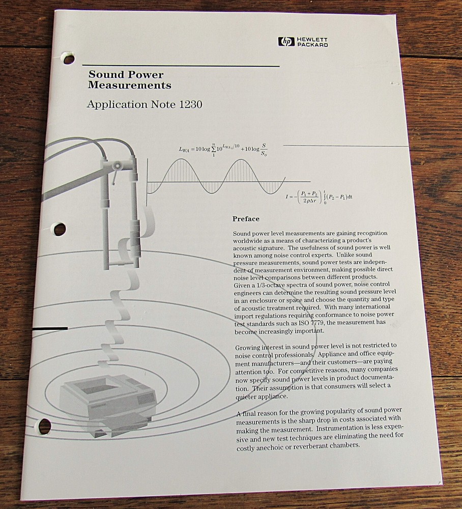 Sound Power Measurements Hewlett Packard Application Note 1230