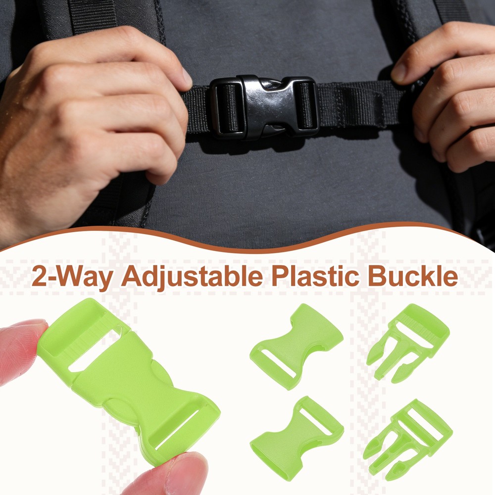4 Pack Quick Side Release Buckle, 0.8" Plastic Buckle Clip, Light Green