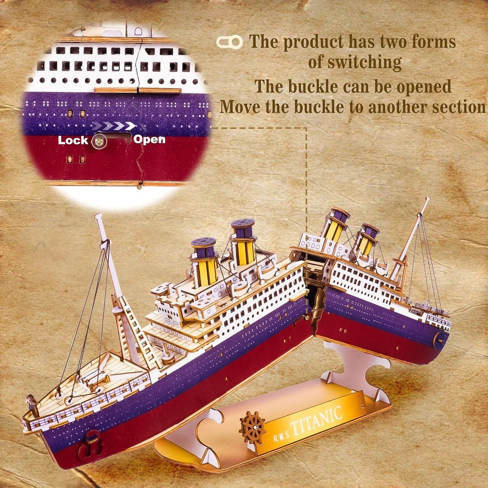 Interactive Titanic 3D Ship Model with LED - Perfect DIY Craft for Home Decor
