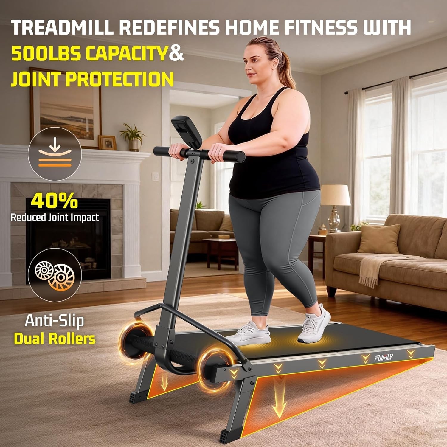 Manual Walking Pad Treadmill with Incline 20%, Foldable Treadmill w/Handle Bar🔸