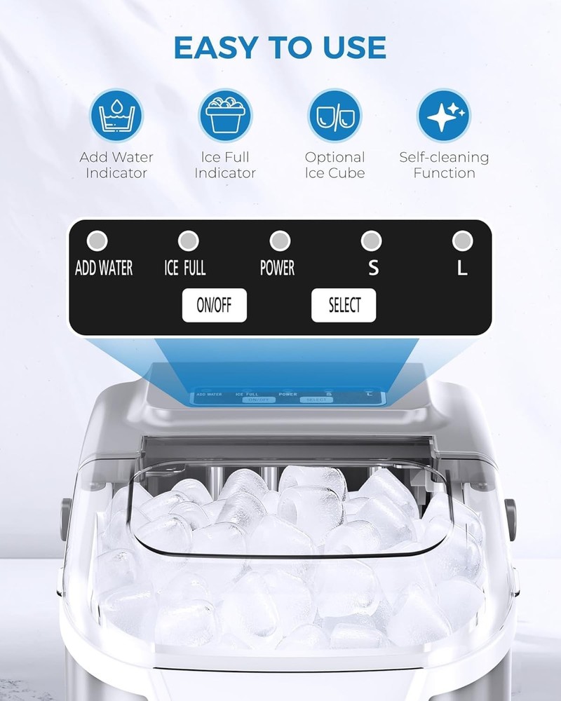 Countertop Ice Maker Portable Ice Machine with Handle,Self-Cleaning Ice Maker...