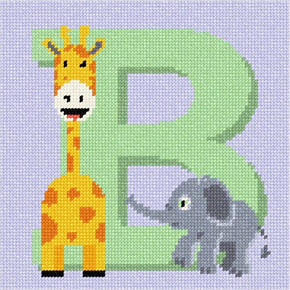 Letter B Baby Animals Needlepoint Kit or Canvas