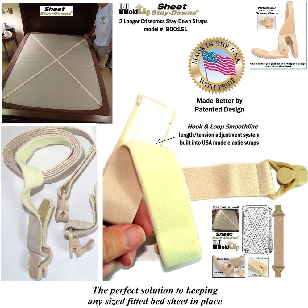 Universal Fitted Sheet Strap Holders with Gripper Clasps - No Lifting Required!
