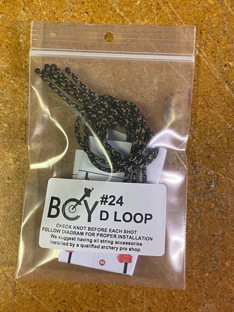 5 Pc. PACK BCY #24 - 7" CAMO Archery Bow String RELEASE D LOOP CORD MATERIAL USA