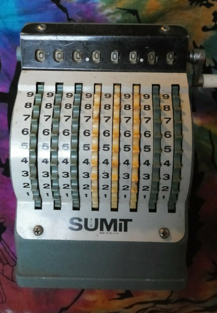 Vintage Sumit Manual Wheeled Calculator Adding Machine