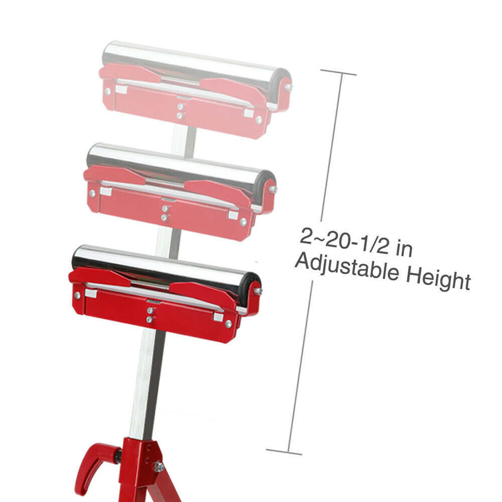 WORKPRO 1PC/2PC Heavy Duty Folding Roller Stands Height Adjustable W/250 LB Load