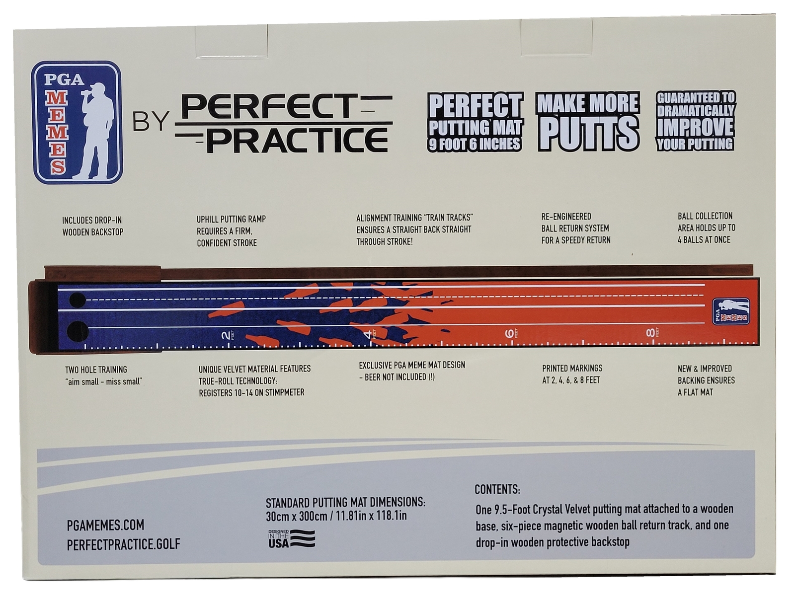 Perfect Practice PGA Memes Putting Mat 9feet X 6inch