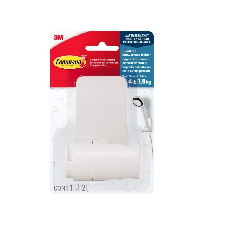 Command Bath Shower Head Holder,1 Holder, 2 Large Strips, Bathroom Organization