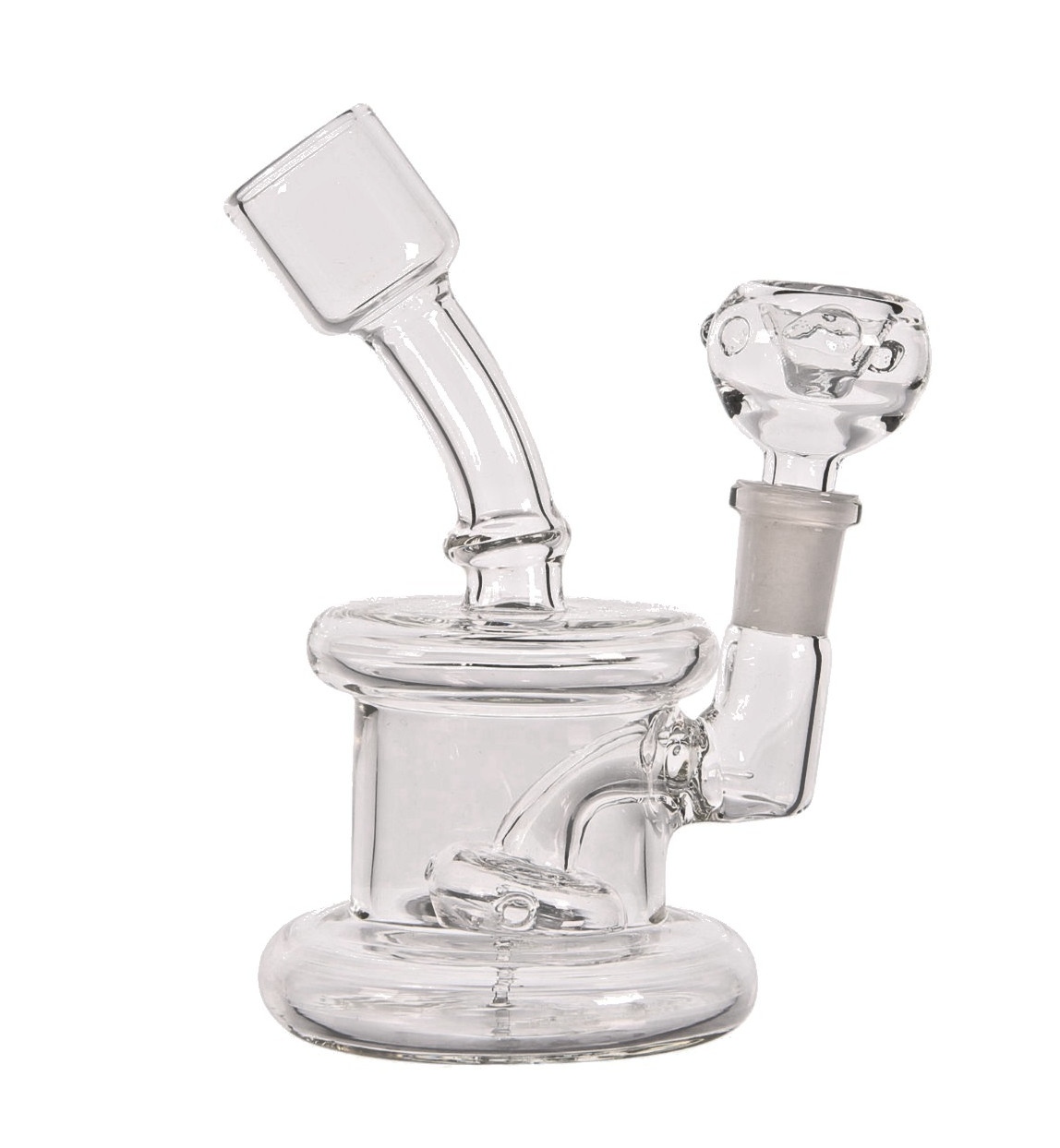 5" Mini Can Bong Glass Circ Perc Hookah Water Pipe Travel Size + 10mm Bowl