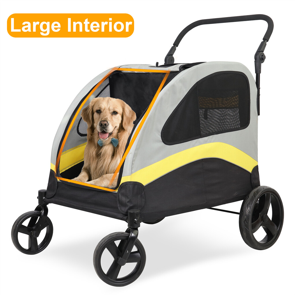 XXL Double Seat Dog Stroller Buggy Anti-shock Pet Doggy Pram Divided for 2 Dogs