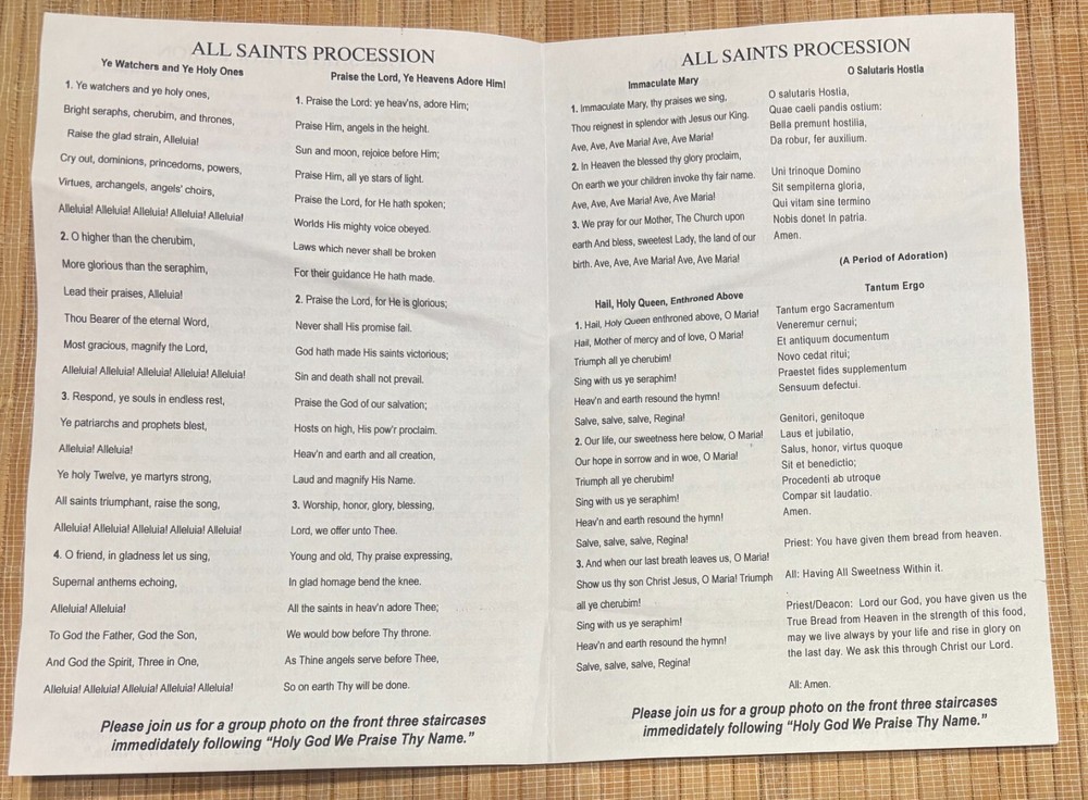 Prayer Pamphlet: All Saints Procession ***NEW***