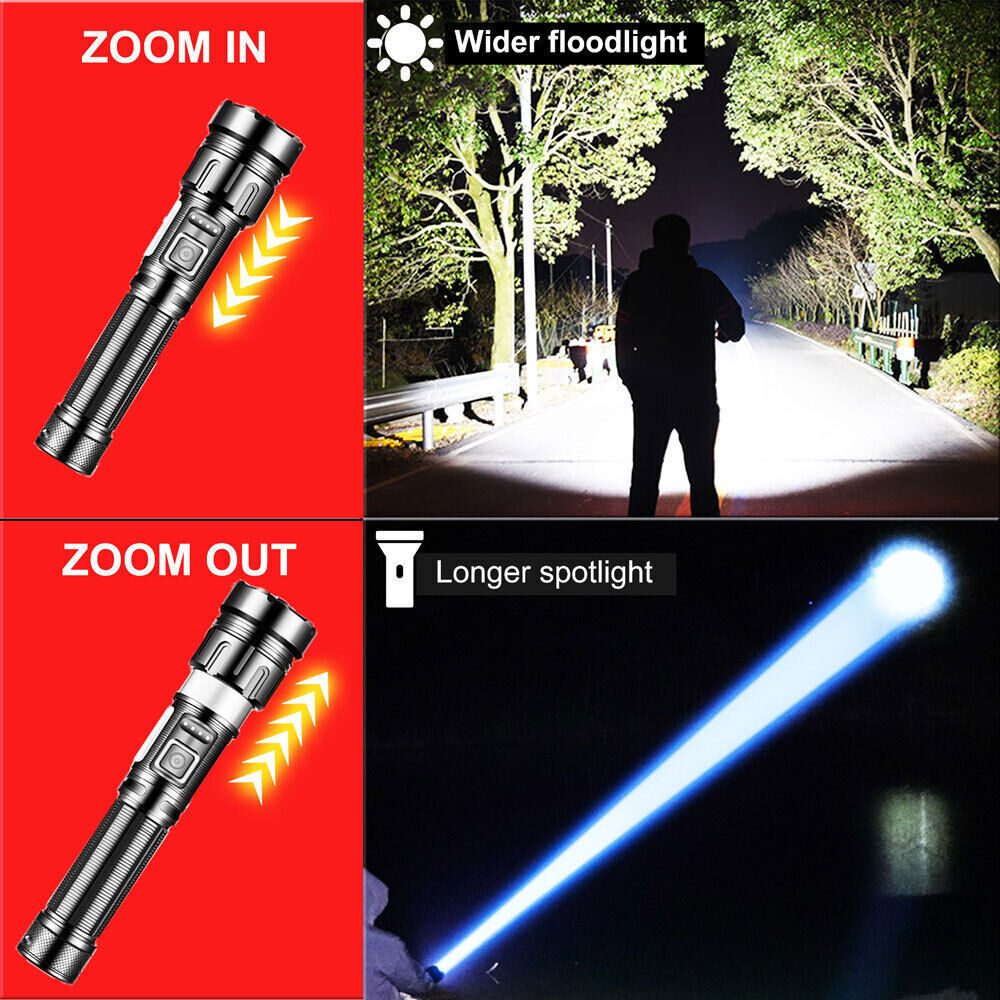 Powerful LED Flashlight Tactical Torch Outdoor Camping Lighting USB Rechargeable