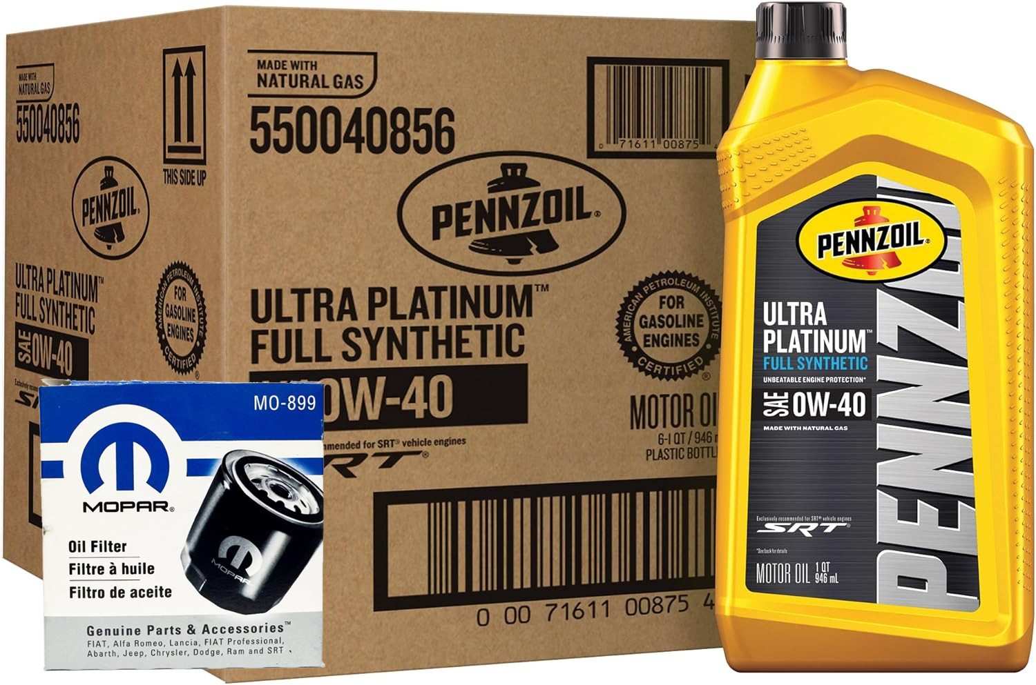 SRT Pennzoil Ultra Platinum Motor Oil 0W-40 - 8 Quarts w/ 1x Mopar 899 Filter
