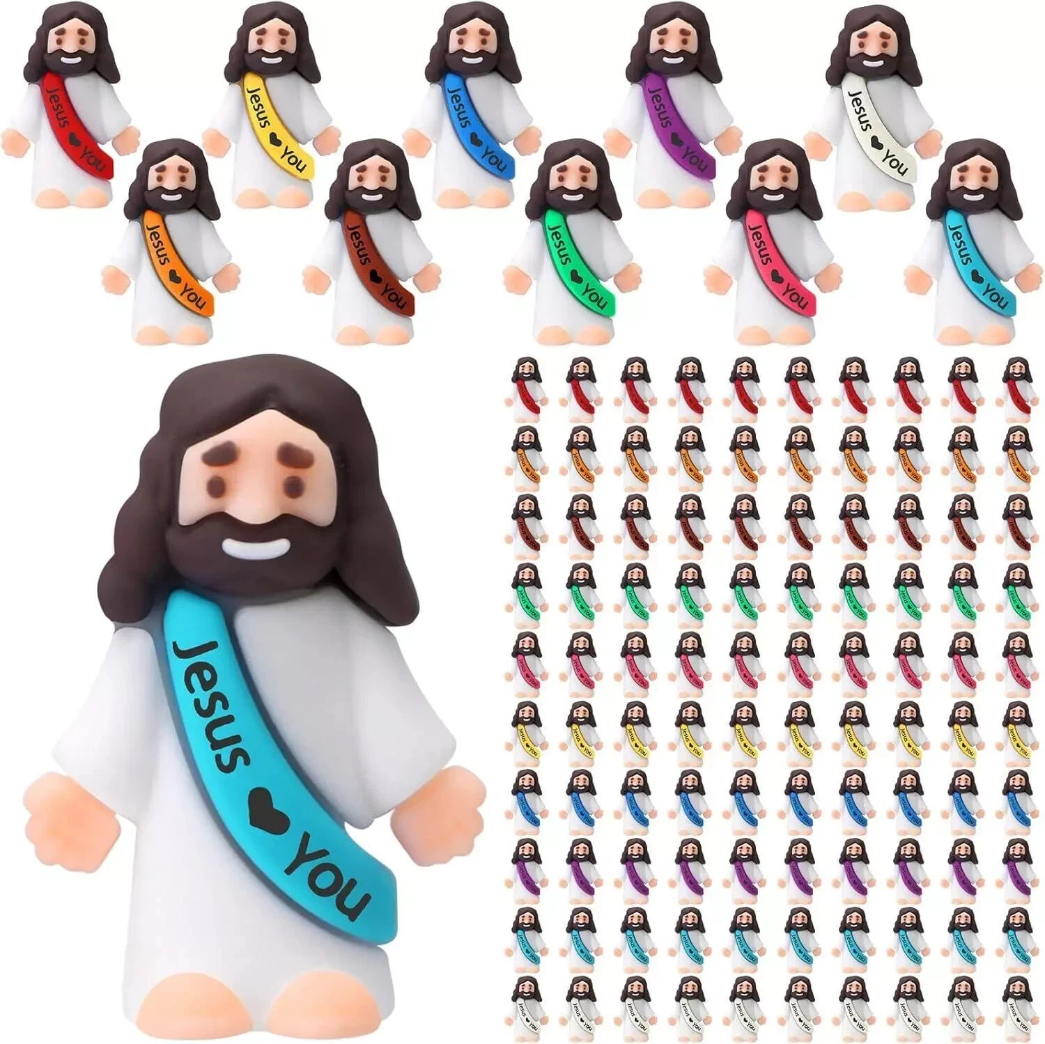100 Pcs Mini Jesus Figures Jesus Loves You Original Design Jesus Toys Little Jes