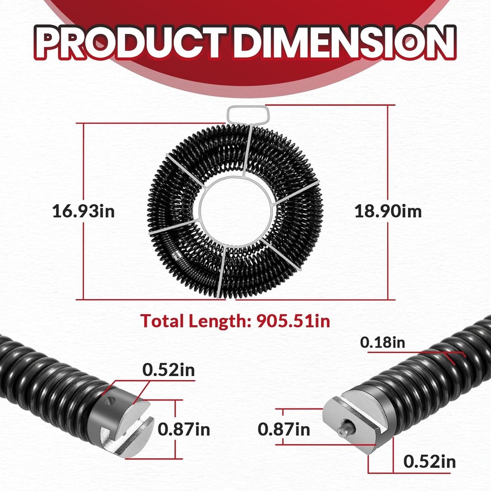 61630 Sectional Drain Cleaning Cable Kit, Replace for RIDGID A-62 7/8” Cable Kit