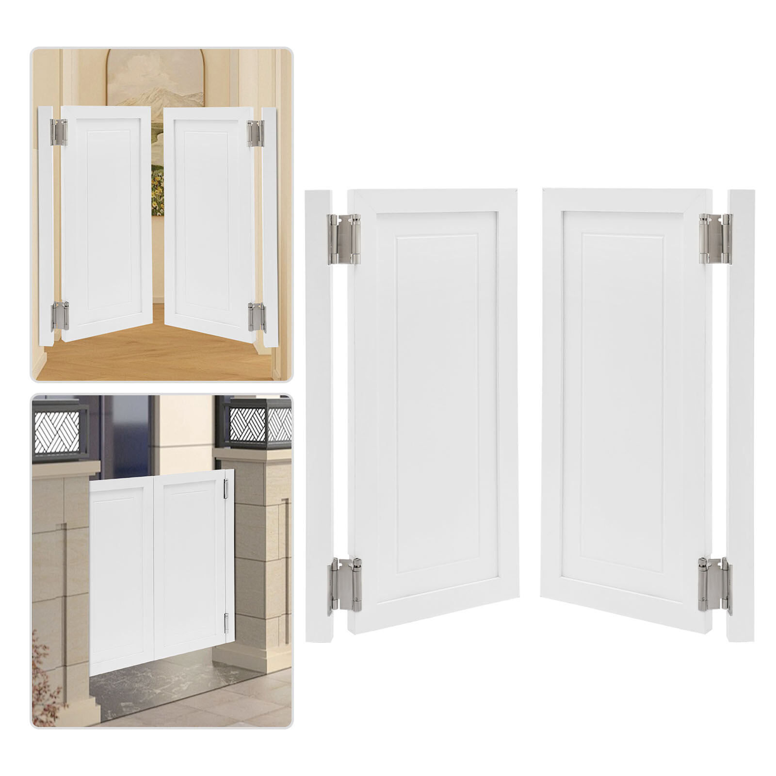 White Wood Swinging Door Wall-mounted Double Half Cafe Doors Saloon Bar W/ Hinge
