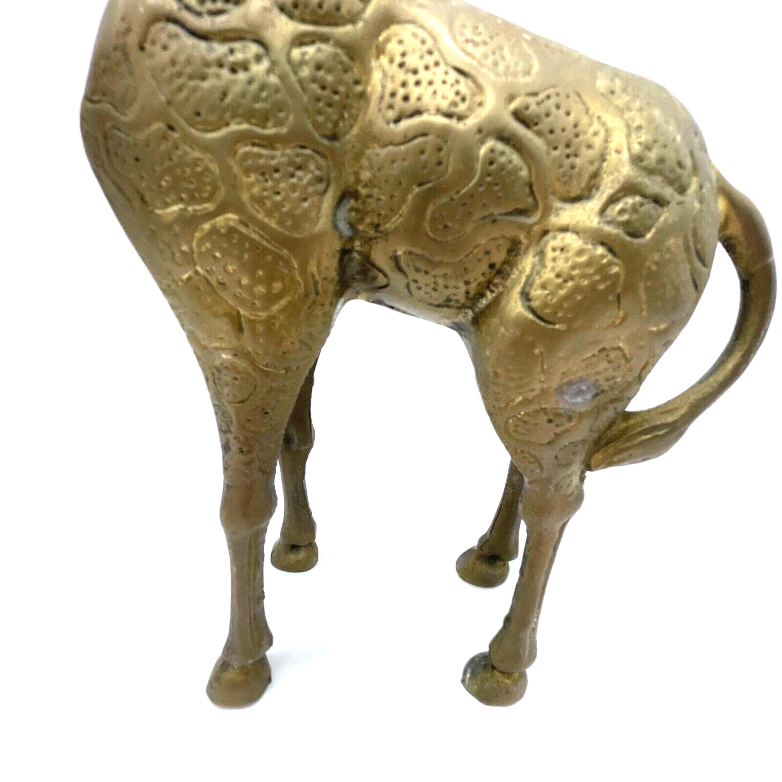 Vintage Mid Century Modern SOLID Brass Giraffe Figurine Statue 8" x 8" x 4"