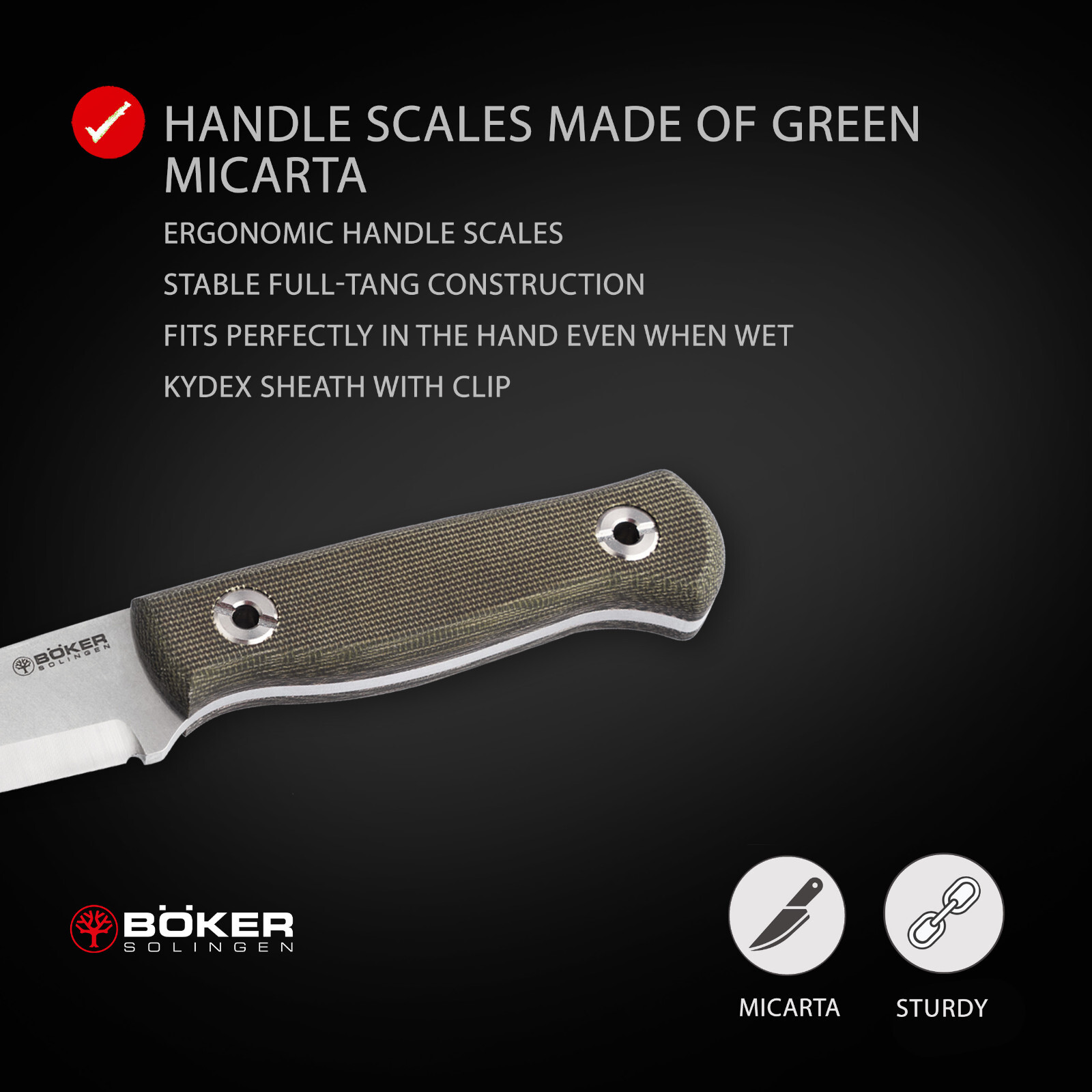 Boker Vigtig vs. Wild Fixed Knife 3.35" MagnaCut Blade Micarta Handle ✔️ 121509